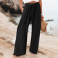 Pantaloni casual a vita alta e a gamba larga da donna