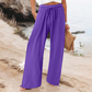 Pantaloni casual a vita alta e a gamba larga da donna