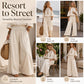 🌸 SCONTO DEL 50%! 👗 Set da donna a 2 pezzi – Top con spalline sottili e spalle scoperte e pantaloni larghi – Leggero, elegante e versatile – Perfetto per l'estate e le vacanze ☀️