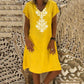 Robe décontractée à imprimé et col en V pour femme