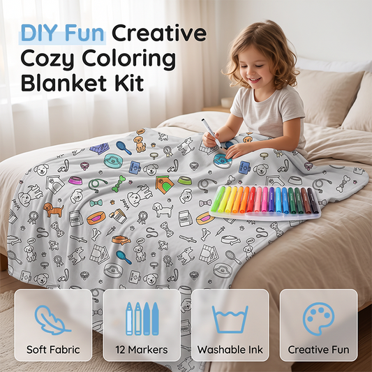 Kit creativo per una coperta da colorare accogliente