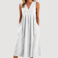 Abito midi da donna casual senza maniche con scollo a V