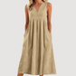 Abito midi da donna casual senza maniche con scollo a V