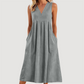 Abito midi da donna casual senza maniche con scollo a V