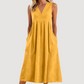 Abito midi da donna casual senza maniche con scollo a V