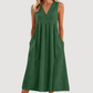 Abito midi da donna casual senza maniche con scollo a V