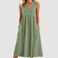 Abito midi da donna casual senza maniche con scollo a V