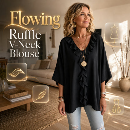 🔥SCONTO DEL 50% ✨ Camicetta con scollo a V e volant – Elegante e comoda