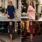 Robe élégante à col rond unie pour femme