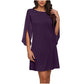 Robe élégante à col rond unie pour femme