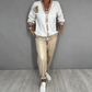 New Arrival✨🌸 Long-Sleeve V-Neck Set with Elastic Waist Pants – Comfortable Fit for All-Day Wear