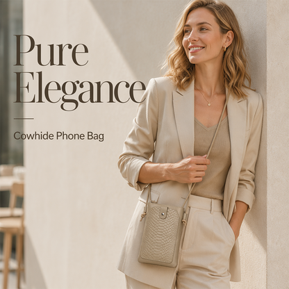 Borsa a tracolla in pelle per cellulare con elegante motivo coccodrillo, da donna