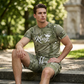 🔥Offerta speciale di questa settimana: 39,99 $ PER L'INTERO SET DA 2 PEZZI!!😍Set casual da uomo composto da maglietta e pantaloncini con stampa effetto denim