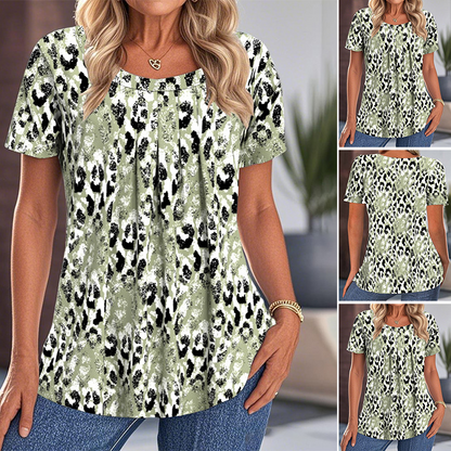 💥【OFFERTA LIMITATA -50%】🔥Top stampato oversize a girocollo | Vestibilità comoda | Antipiega e traspirante | Motivo artistico unico | Verde/Viola/Blu, taglie dalla S alla 3XL