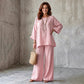 Completo a due pezzi casual da donna in misto lino