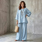 Completo a due pezzi casual da donna in misto lino