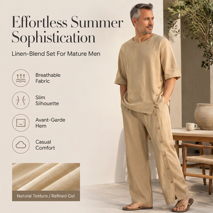 🔥 SCONTO DEL 50% | 1 ARTICOLO = SPEDIZIONE GRATUITA 🚚 Set da uomo in lino 👔 Lussuoso e confortevole