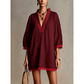Women's V-Neck Loose Cotton Linen Dress
