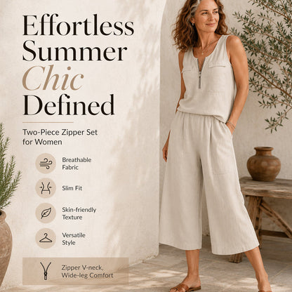 ⌛Offerta a tempo limitato – Set composto da canotta senza maniche con mezza cerniera e pantaloncini da donna
