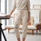 Pantaloni corti a vita alta con cordoncino da stringere da donna