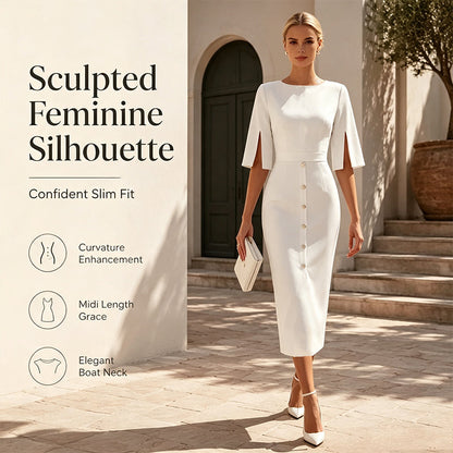 Elegante abito da donna con maniche a spacco