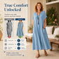 ✨Lockeres Maxikleid mit V-Ausschnitt für Damen, im Urlaubstrend