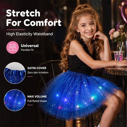 Gonna tutù con paillettes luminose a LED, gonna da principessa in rete a forma di stella per bambine e adulte
