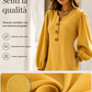Abito lungo casual da donna con scollo a V e maniche a sbuffo