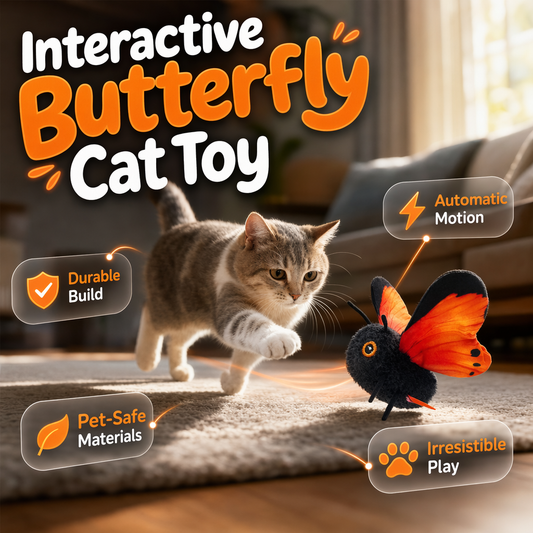 🦋 SCONTO DEL 50% ORA! 🐱 Giocattolo sensoriale intelligente a forma di farfalla svolazzante per gatti – guidato dall'istinto, morbido e resistente – perfetto per il gioco attivo in casa ✨
