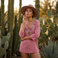 Maglia da donna con scollo a V, stile vintage, con ricamo floreale