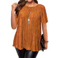 🔥 OFFERTA LIMITATA – 50% OFF!👚🔥Camicetta plissettata a maniche corte taglie forti da donna, top ampio che nasconde la pancia