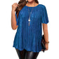 🔥 OFFERTA LIMITATA – 50% OFF!👚🔥Camicetta plissettata a maniche corte taglie forti da donna, top ampio che nasconde la pancia