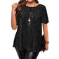 🔥 OFFERTA LIMITATA – 50% OFF!👚🔥Camicetta plissettata a maniche corte taglie forti da donna, top ampio che nasconde la pancia