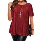 🔥 OFFERTA LIMITATA – 50% OFF!👚🔥Camicetta plissettata a maniche corte taglie forti da donna, top ampio che nasconde la pancia