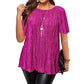 🔥 OFFERTA LIMITATA – 50% OFF!👚🔥Camicetta plissettata a maniche corte taglie forti da donna, top ampio che nasconde la pancia