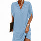 Robe femme à col en V, plissée et à manches chauve-souris