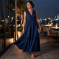 ✨🛍️Fresh Drop - V-Neck Pleated Dress with Side Pockets – Lightweight & Breezy for Beach Strolls or Brunch 🍃