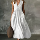 ✨🛍️Fresh Drop - V-Neck Pleated Dress with Side Pockets – Lightweight & Breezy for Beach Strolls or Brunch 🍃