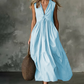 ✨🛍️Fresh Drop - V-Neck Pleated Dress with Side Pockets – Lightweight & Breezy for Beach Strolls or Brunch 🍃
