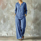 Women's Casual Shirt & Wide Leg Pants Set