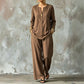 Women's Casual Shirt & Wide Leg Pants Set