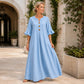 👗Abito lungo da donna con scollo a V e maniche a volant