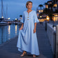 👗Abito lungo da donna con scollo a V e maniche a volant