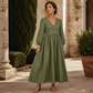 💕Nuovo arrivo: SCONTO DEL 50%👗Abito lungo da donna con scollo a V e pieghe