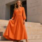💕Nuovo arrivo: SCONTO DEL 50%👗Abito lungo da donna con scollo a V e pieghe