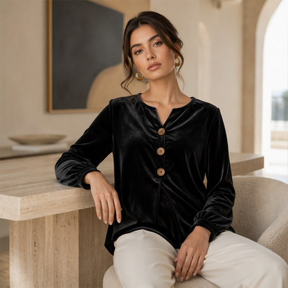 ✨🛍️Nuova collezione - Camicetta casual in velluto - Leggera e con rifiniture curate per un look elegante ogni giorno