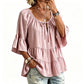 👚 Elegante top con volant – Maniche a 3/4, linea fluida e morbido misto cotone – Per un look chic e disinvolto – Solo oggi -50%!