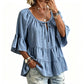 👚 Elegante top con volant – Maniche a 3/4, linea fluida e morbido misto cotone – Per un look chic e disinvolto – Solo oggi -50%!