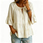 👚 Elegante top con volant – Maniche a 3/4, linea fluida e morbido misto cotone – Per un look chic e disinvolto – Solo oggi -50%!
