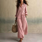 Set composto da camicia a maniche lunghe e pantaloni larghi da donna